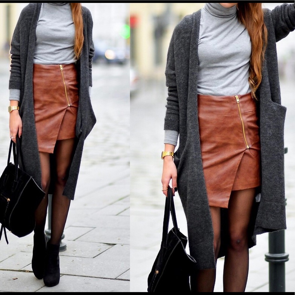 Fuax Brown leather skirt
